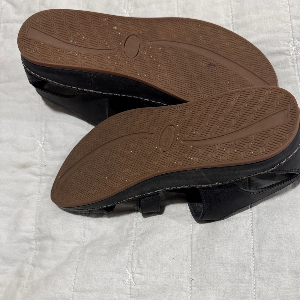 Chaco Dark Leather Strappy Sandals View 6